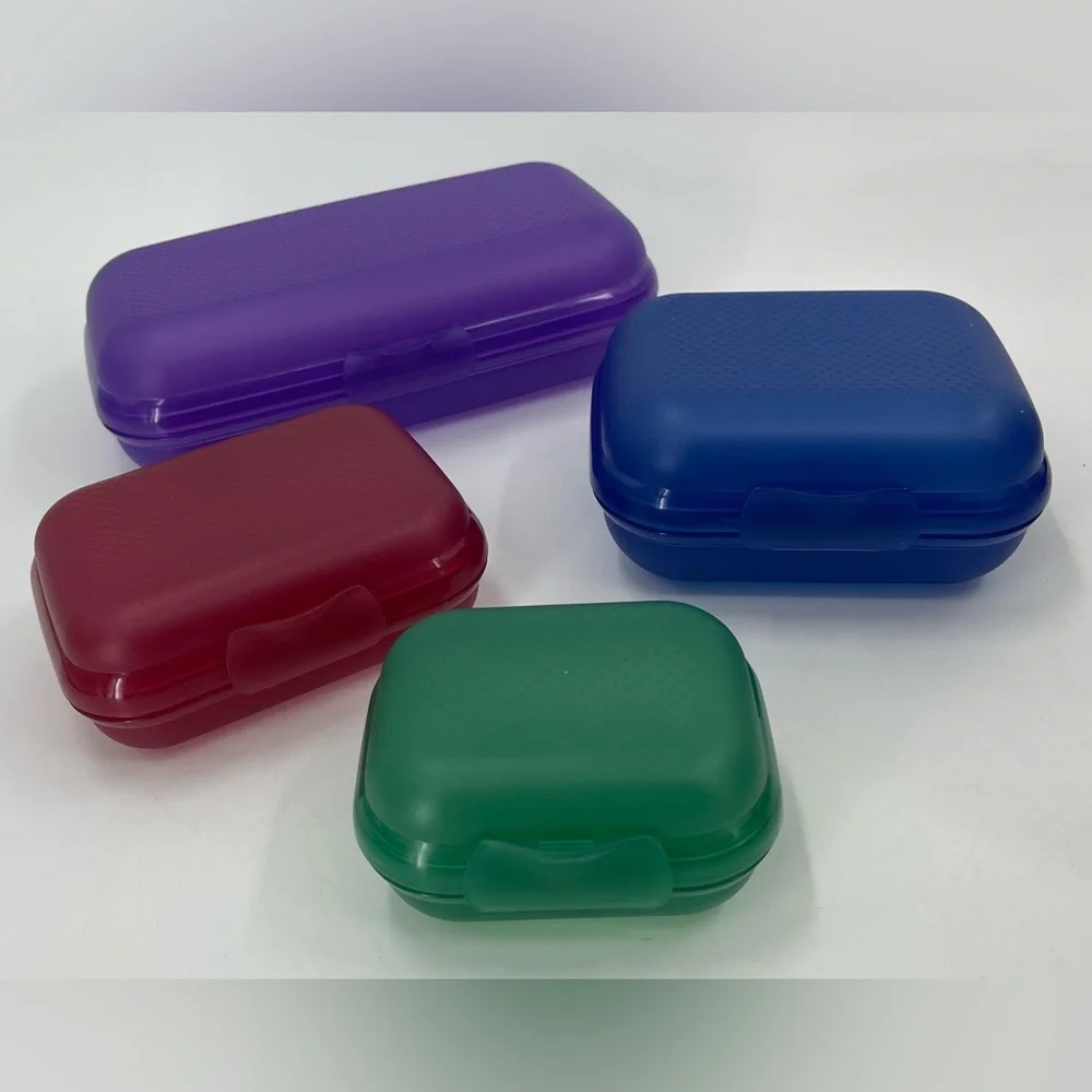 Tupperware Packables 4 Pc. Set Purple Oyster Travel Craft Sewing‎ Rare New HTF